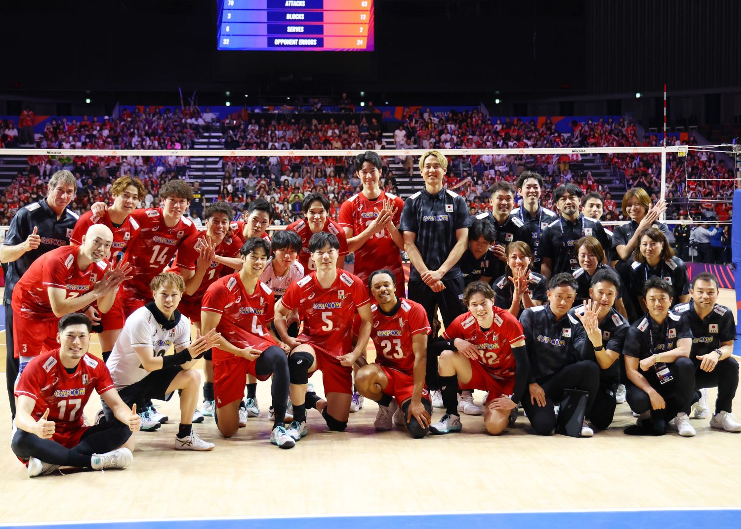 大阪大会初戦はフルセットの末勝利し、9連勝でファイナルラウンド進出を決める 男子ネーションズリーグ